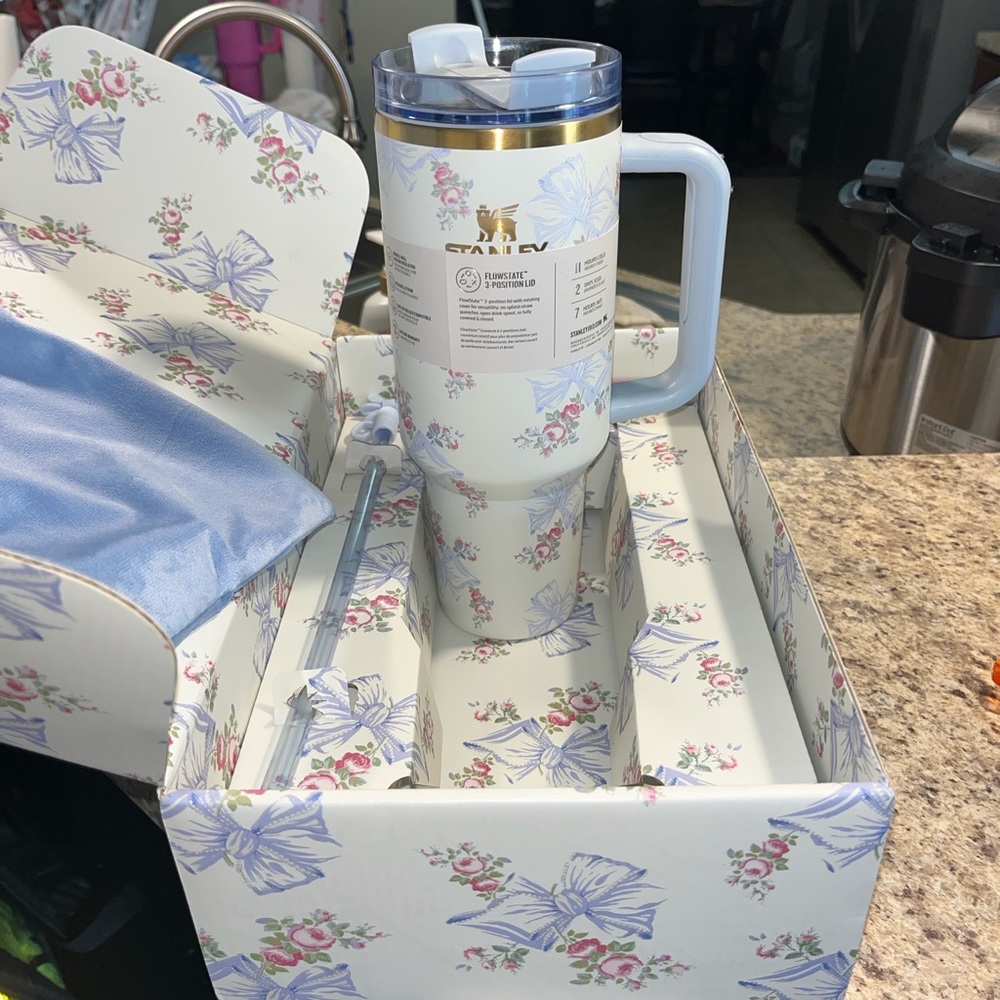 LoveShackFancy Stanley Floral Gift Box with Blue Ribbon